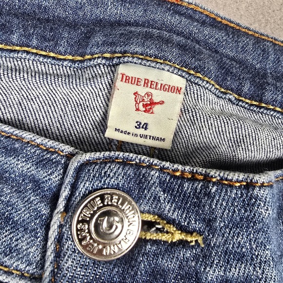 True Religion Becca Jeans Womens 34 Blue Mid Rise Bootcut Distressed Stretch - Picture 2 of 14